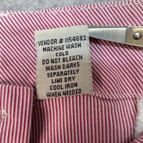 Merona Capri Pants WMNS SZ 20W Red White Stripe Faux Back Pocket High Waist Crop - Picture 7 of 12